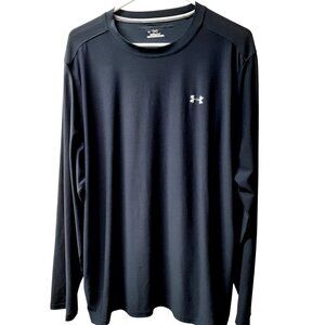 Under Armour HeatGear T-Shirt Mens XL Black Compression Crew Neck Long Sleeve